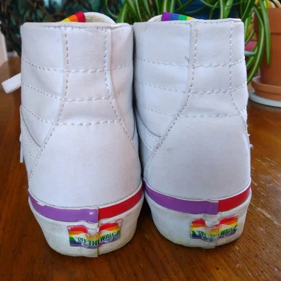 Vans Sk8-Hi Tapered True White Rainbow Foxing 7 5.5 Pride๐ณ๏ธโ๐ - Picture 5 of 13